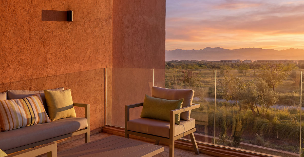 Villa Nince à Marrakech : terrasse villa nine marrakech vue altas